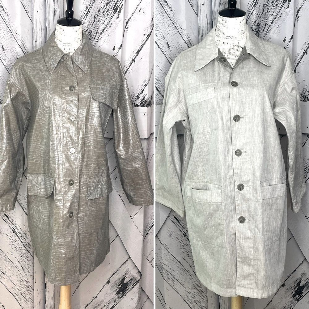 WORTH Reversible Coat Linen & Polyurethane Lizard Print S